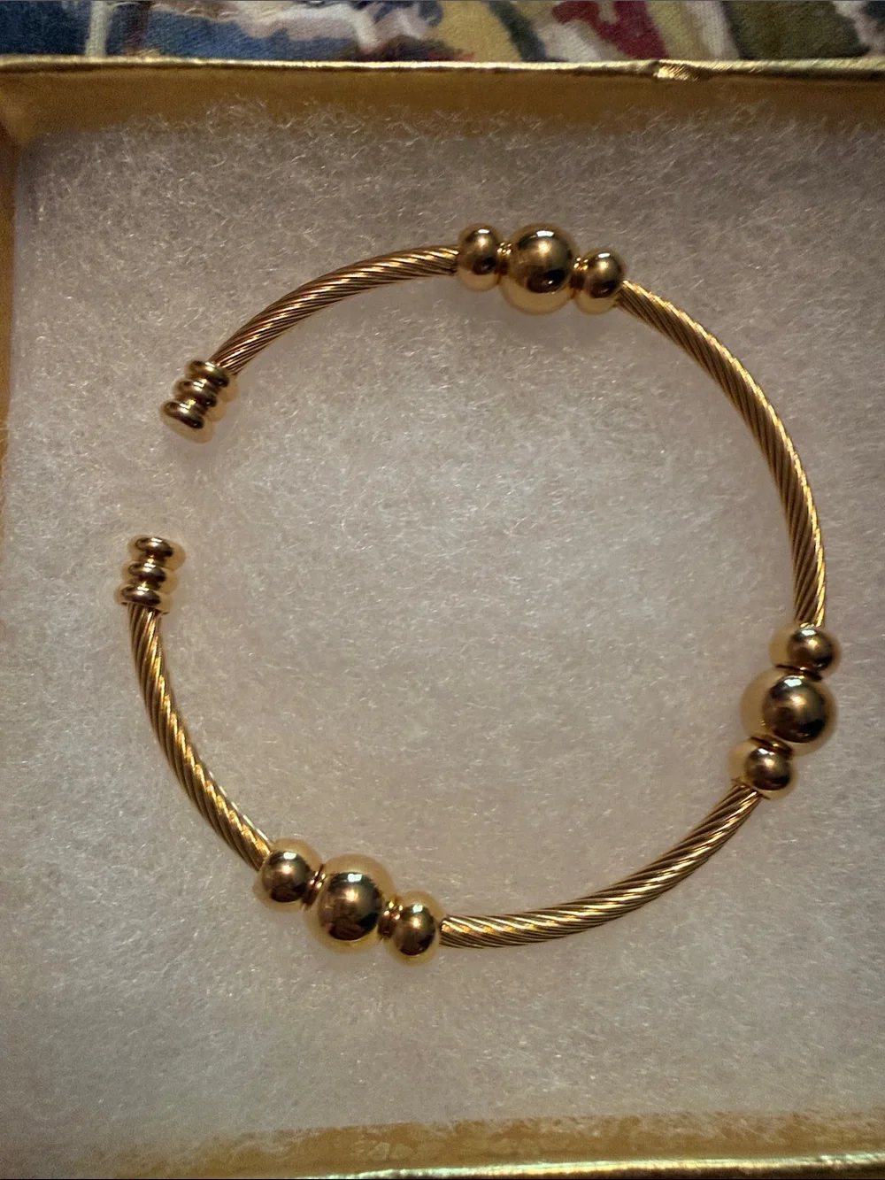 Gold-Tone Twisted Cable Open Cuff Bracelet